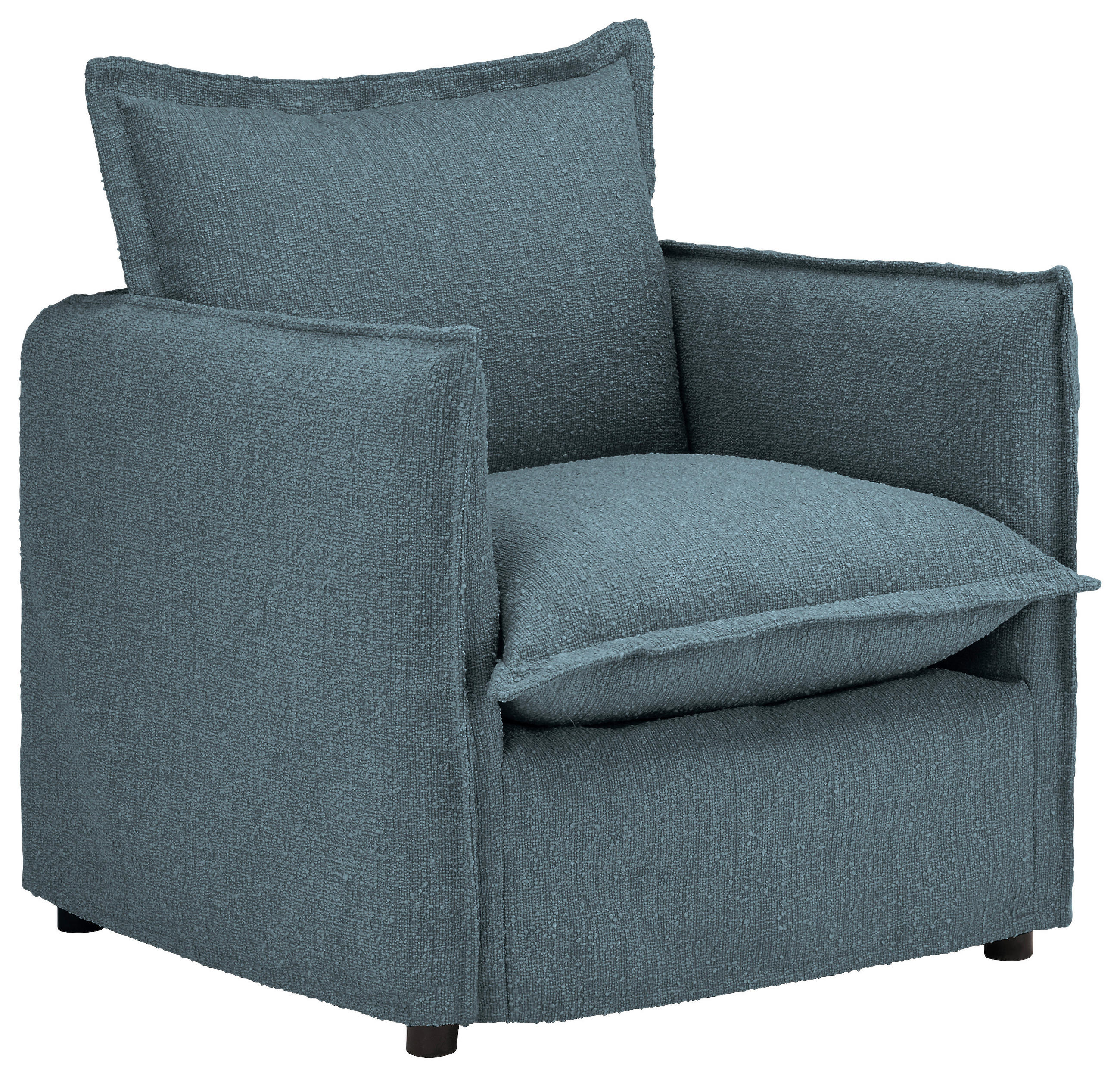 HUSSEN-SESSEL Flachgewebe, Bouclé Blau    - Blau/Schwarz, Trend, Textil/Metall (120/82/98cm) - Livetastic