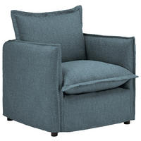 HUSSEN-SESSEL in Flachgewebe, Bouclé Blau  - Blau/Schwarz, Trend, Textil/Metall (120/82/98cm) - Livetastic
