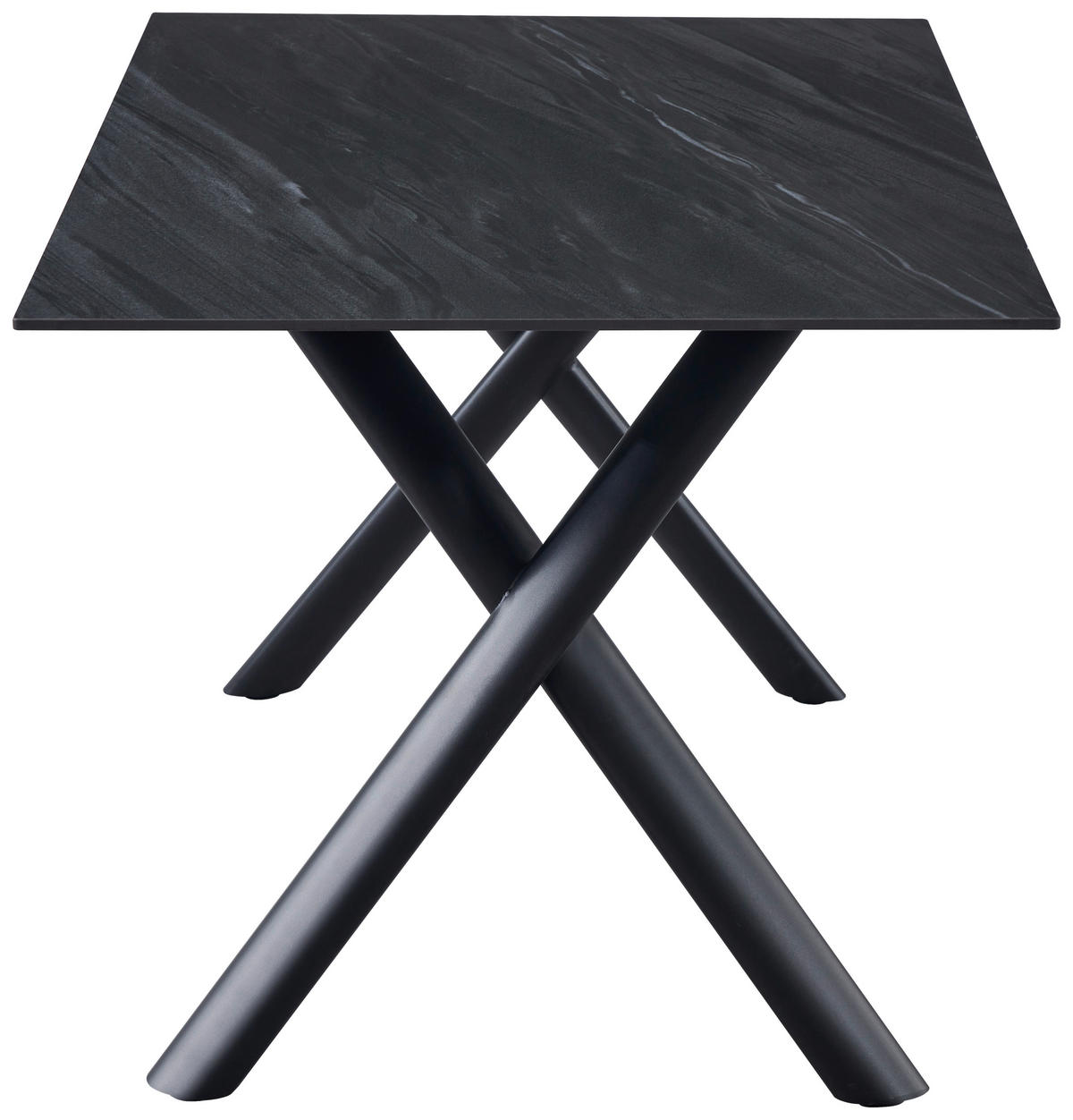 ESSTISCH 180/90/76 cm  Metall, Stein rechteckig Schwarz, Dunkelgrau  - Dunkelgrau/Schwarz, MODERN, Stein/Metall (180/90/76cm) - Livetastic