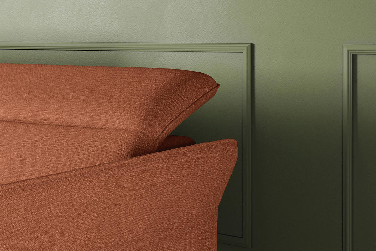ECKSOFA Rostfarben Flachgewebe Rücken echt, Kopfteilverstellung, Sitztiefenverstellung  - Rostfarben/Schwarz, KONVENTIONELL, Textil/Metall (175/272cm) - Carryhome