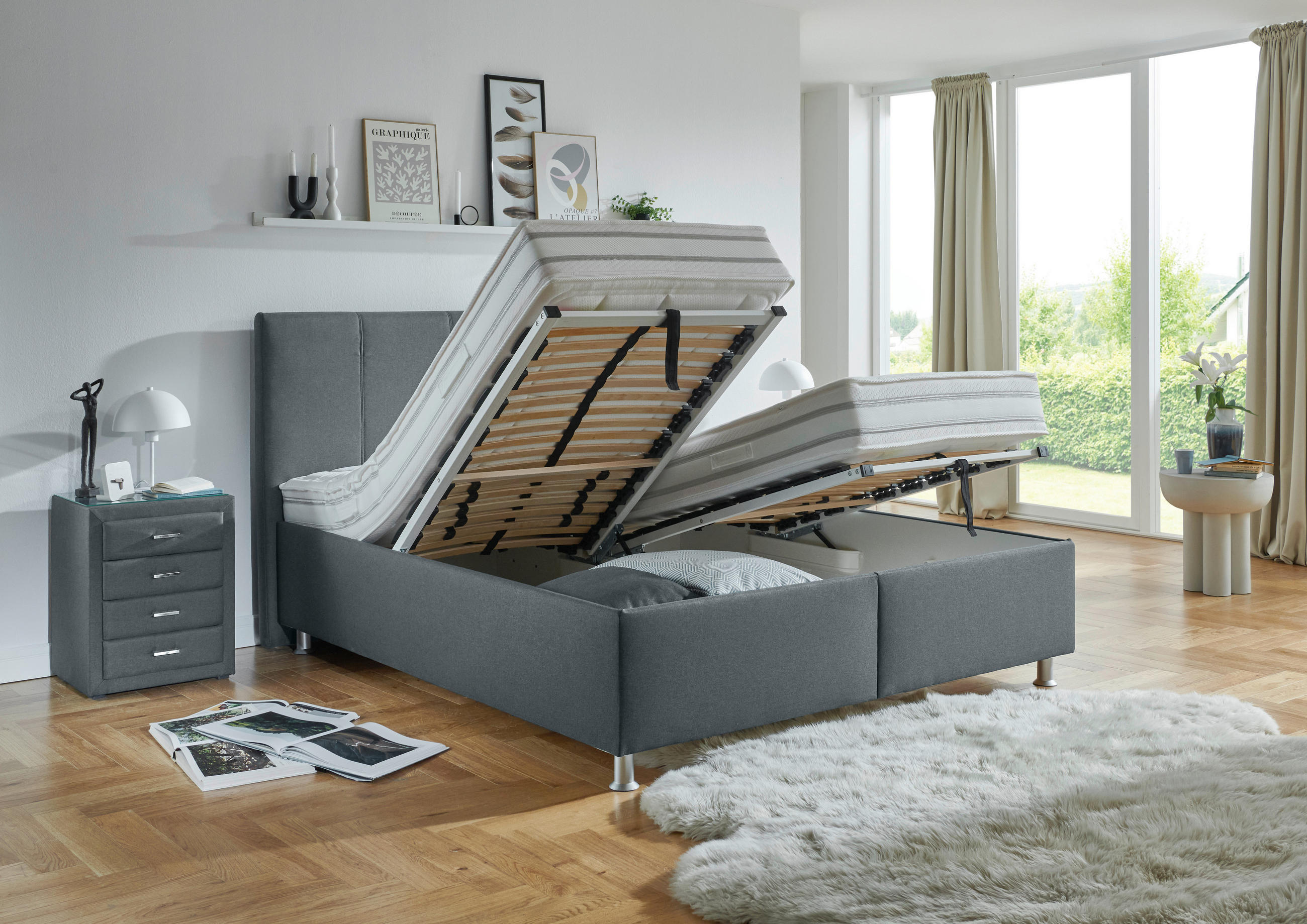 POLSTERBETT 180/200 cm  in Dunkelgrau  - Weiss/Dunkelgrau, Konventionell, Holz/Holzwerkstoff (180/200cm) - Beldomo - Sleep
