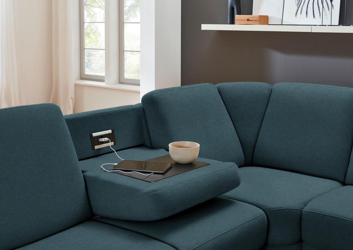 ECKSOFA  in Flachgewebe Opal  287/269 cm  - Opal/Schwarz, KONVENTIONELL, Textil/Metall (287/269cm) - Beldomo System