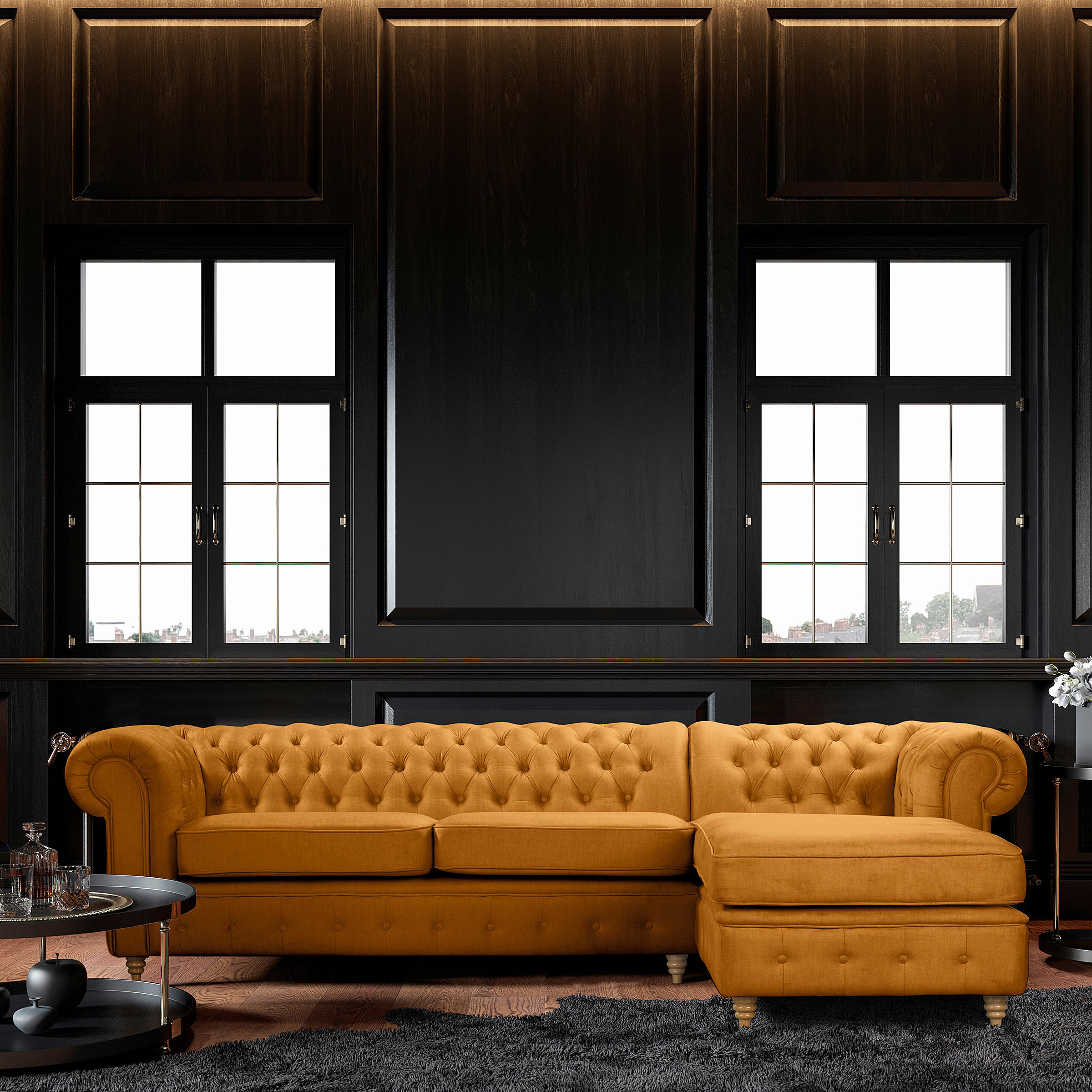 ECKSOFA Laura Bernsteinfarben Mikrofaser  - Bernsteinfarben/Braun, Design, Holz/Textil (284/182cm) - P & B
