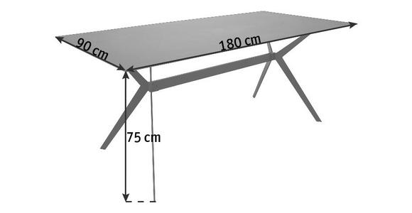 ESSTISCH in Glas, Keramik, Metall 180/90/75 cm - Schwarz/Grau, Design, Glas/Keramik (180/90/75cm) - Hom`in