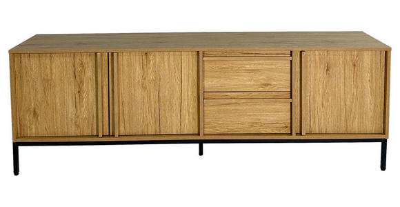 LOWBOARD WABI  in 180/60,5/40 cm  - Eichefarben/Schwarz, Design, Holz/Holzwerkstoff (180/60,5/40cm) - Xora