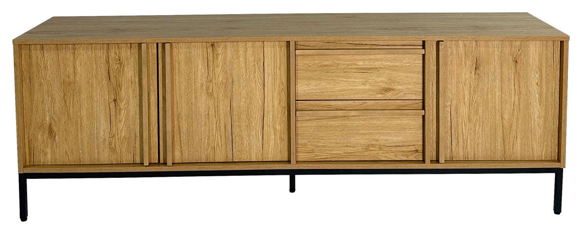 LOWBOARD WABI  in 180/60,5/40 cm  - Eichefarben/Schwarz, Design, Holz/Holzwerkstoff (180/60,5/40cm) - Xora