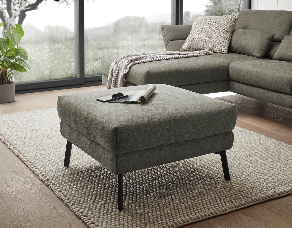 ECKSOFA in Flachgewebe Grün  - Schwarz/Grün, Design, Textil/Metall (176-217/279-327cm) - Dieter Knoll