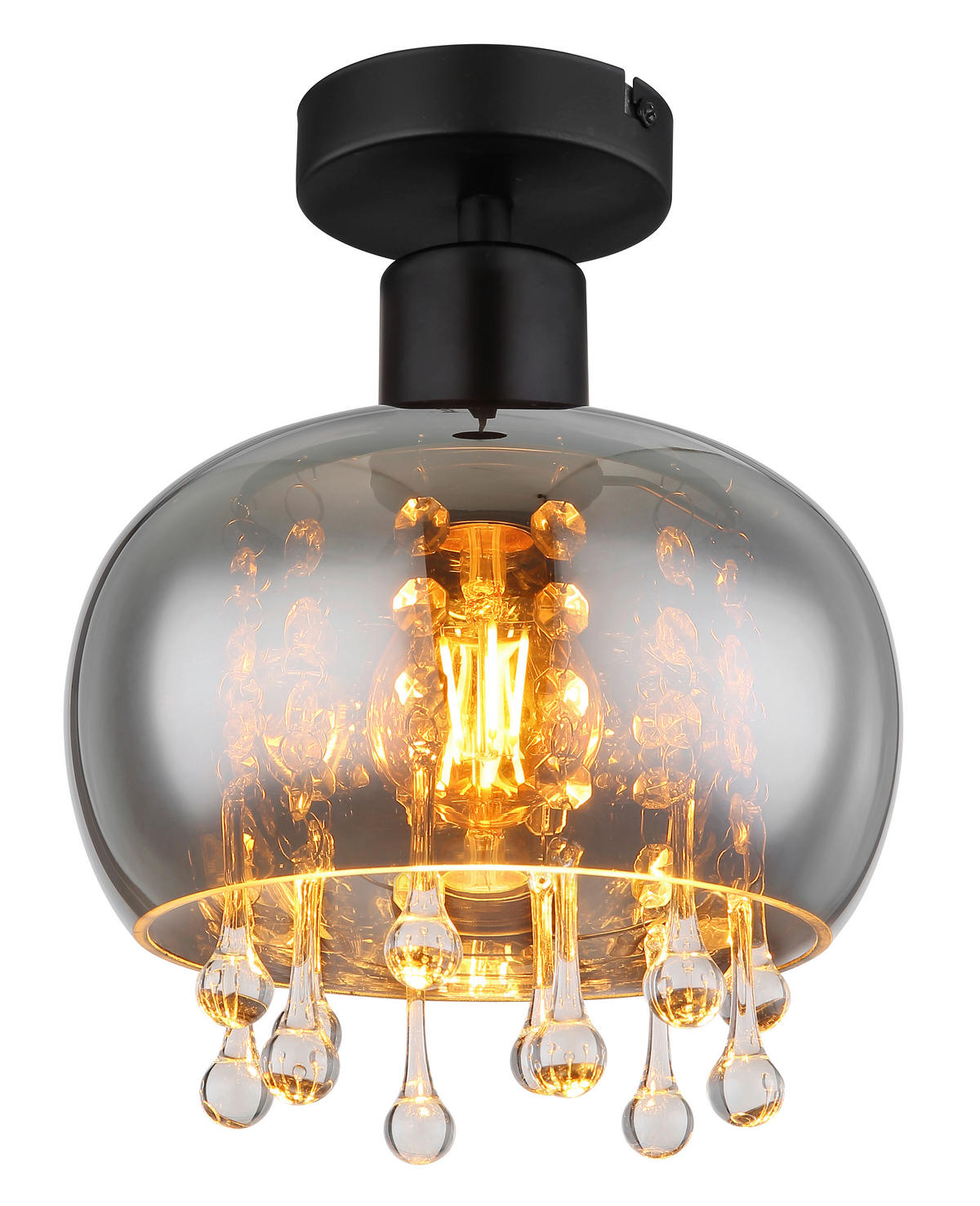 DECKENLEUCHTE  21/25 cm    - Klar/Schwarz, Trend, Glas/Metall (21/25cm) - Globo