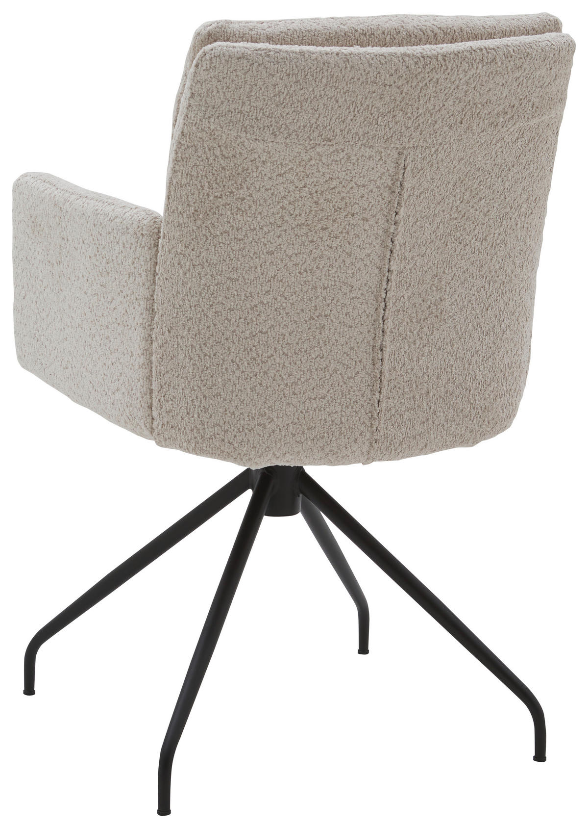 ARMLEHNSTUHL  Beinauswahl, Sitzfläche 360° drehbar, automatische Rückholfunktion, gepolsterte Armlehnen, Stoff-/Lederauswahl Teddystoff   - Schwarz, Design, Textil/Metall (50/85/64cm) - Johann Jakob