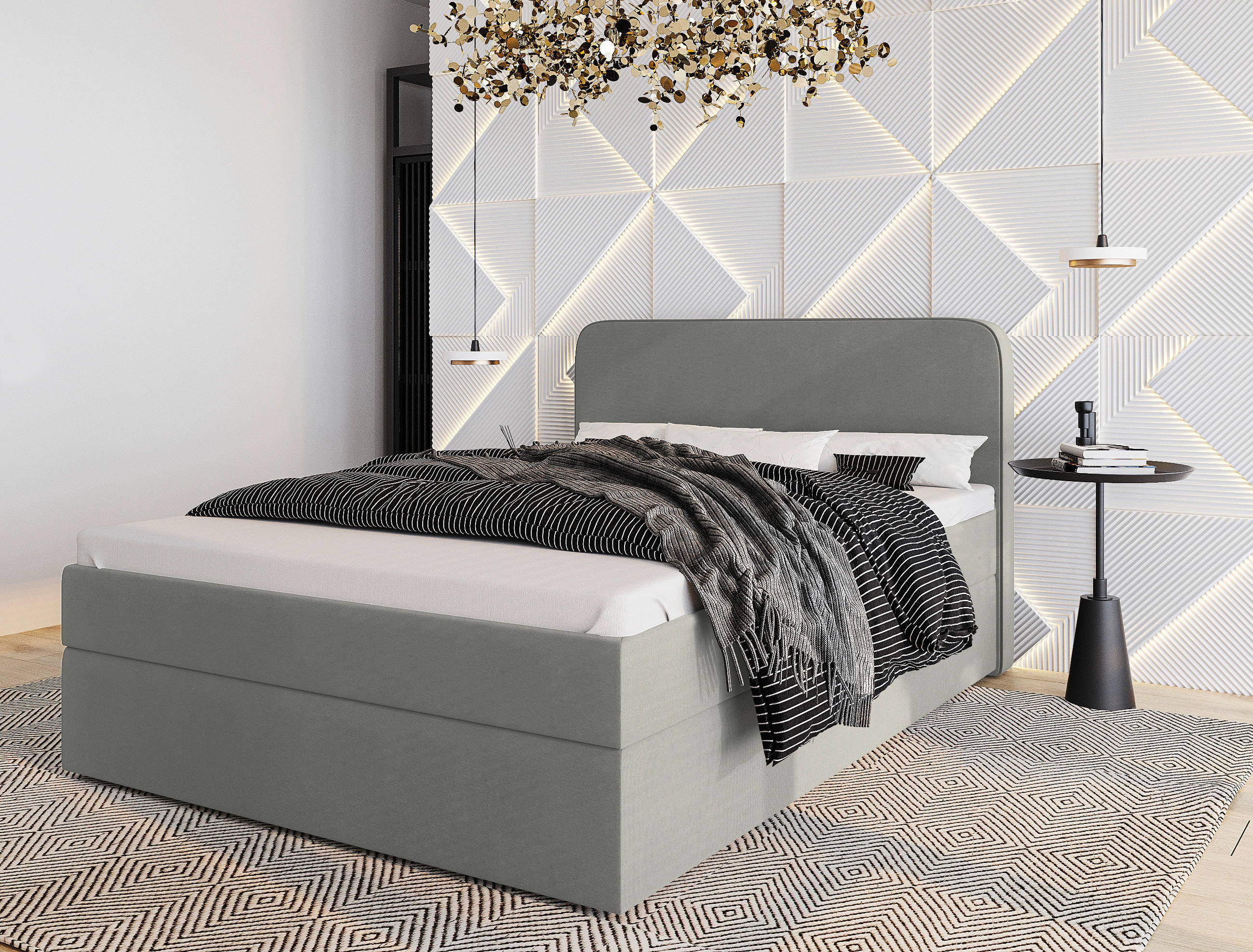 BOXBETT 120/200 cm  in Grau  - Schwarz/Naturfarben, MODERN, Holz/Kunststoff (120/200cm) - MID.YOU