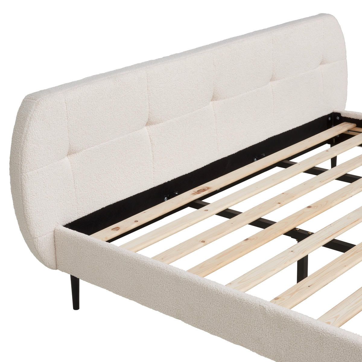 ČALÚNENÁ POSTEĽ, 180/200 cm, prírodná farba - čierna/prírodná farba, Modern, kov/drevo (180/200cm) - Livetastic