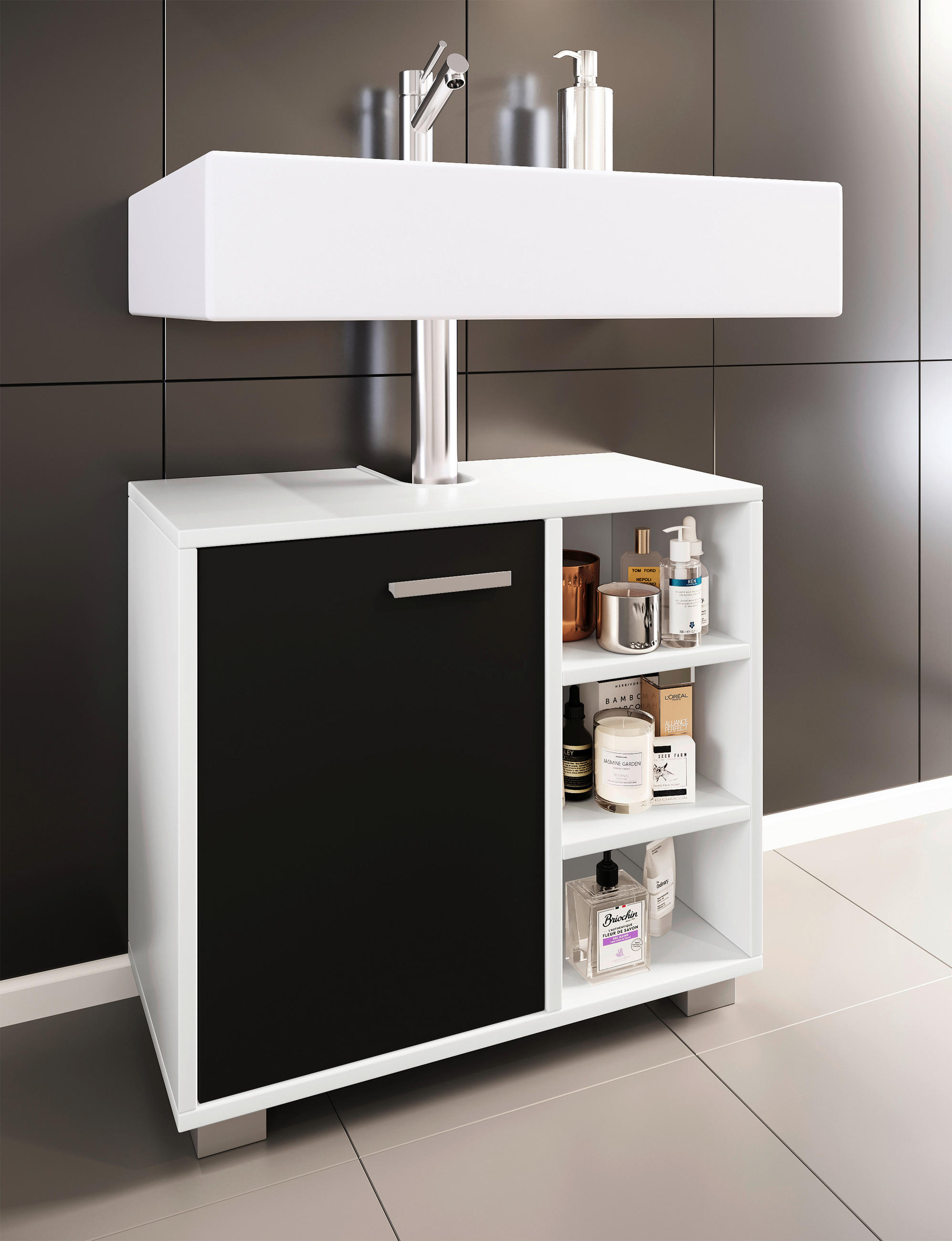 WASCHBECKENUNTERSCHRANK 60/54,8/30 cm  - Schwarz/Weiß, MODERN, Holzwerkstoff/Kunststoff (60/54,8/30cm) - MID.YOU