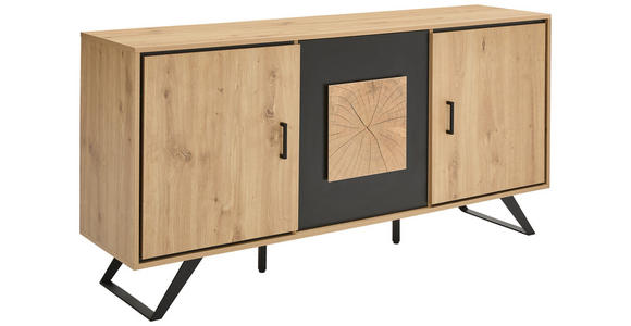 SIDEBOARD in 160/78/40 cm - Eichefarben/Schwarz, LIFESTYLE, Holzwerkstoff/Metall (160/78/40cm) - Xora