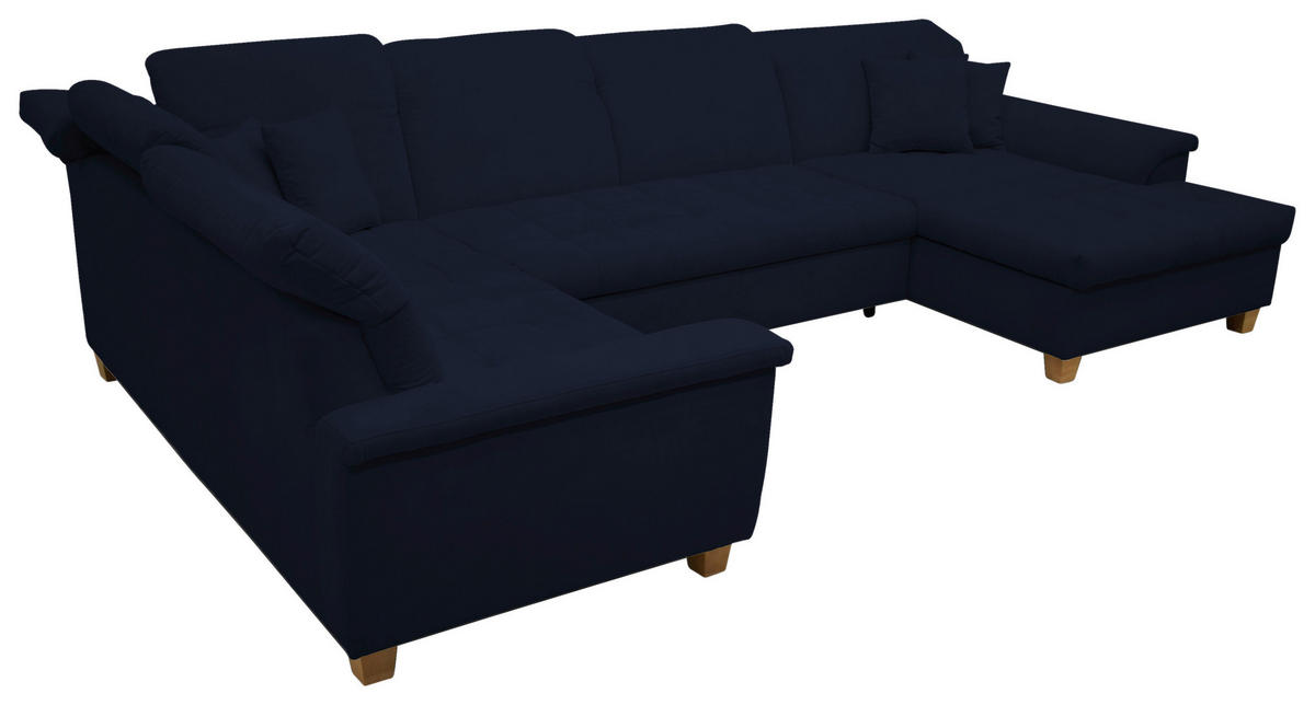 WOHNLANDSCHAFT in Mikrofaser Dunkelblau  - Eichefarben/Dunkelblau, KONVENTIONELL, Holz/Textil (214/352/170cm) - MID.YOU