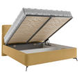 POLSTERBETT gepolstertes Kopfteil, Lattenrost Senfgelb 140/200 cm  - Senfgelb/Schwarz, MODERN, Holz/Textil (140/200cm) - Carryhome