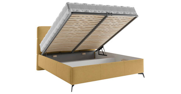 POLSTERBETT gepolstertes Kopfteil, Lattenrost Senfgelb 140/200 cm  - Senfgelb/Schwarz, MODERN, Holz/Textil (140/200cm) - Carryhome