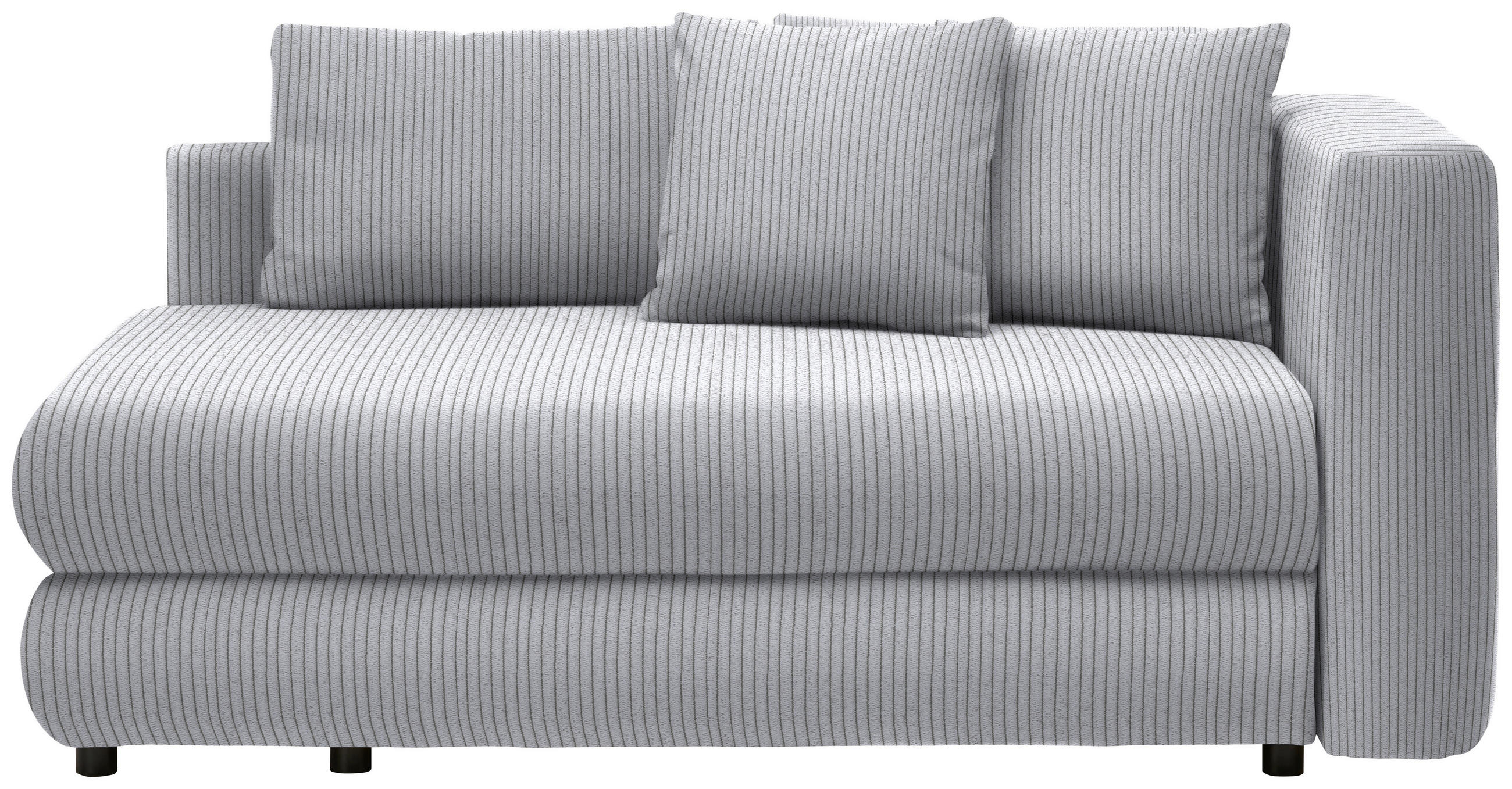 RÉCAMIERE in Cord Hellgrau - Hellgrau/Schwarz, Design, Kunststoff/Textil (171/71-88/93cm) - Cantus