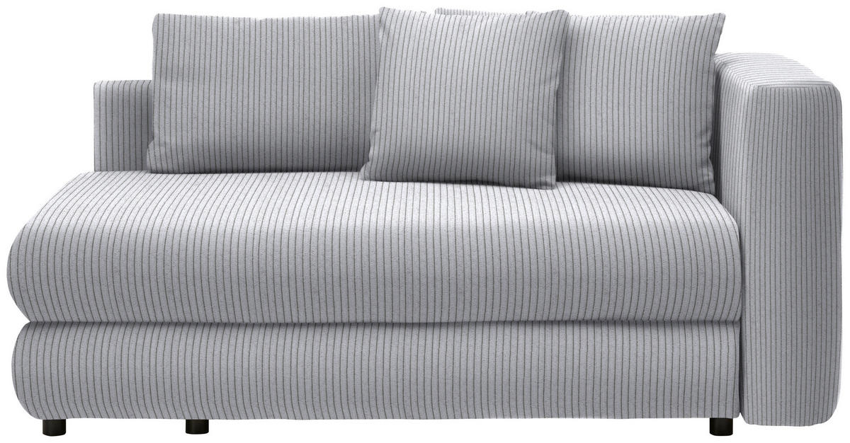 RÉCAMIERE in Cord Hellgrau  - Hellgrau/Schwarz, Design, Kunststoff/Textil (171/71-88/93cm) - Cantus