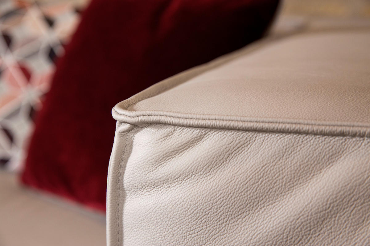 ECKSOFA Echtleder Beige  - Beige/Schwarz, Modern, Leder/Kunststoff (164/300cm) - W.Schillig