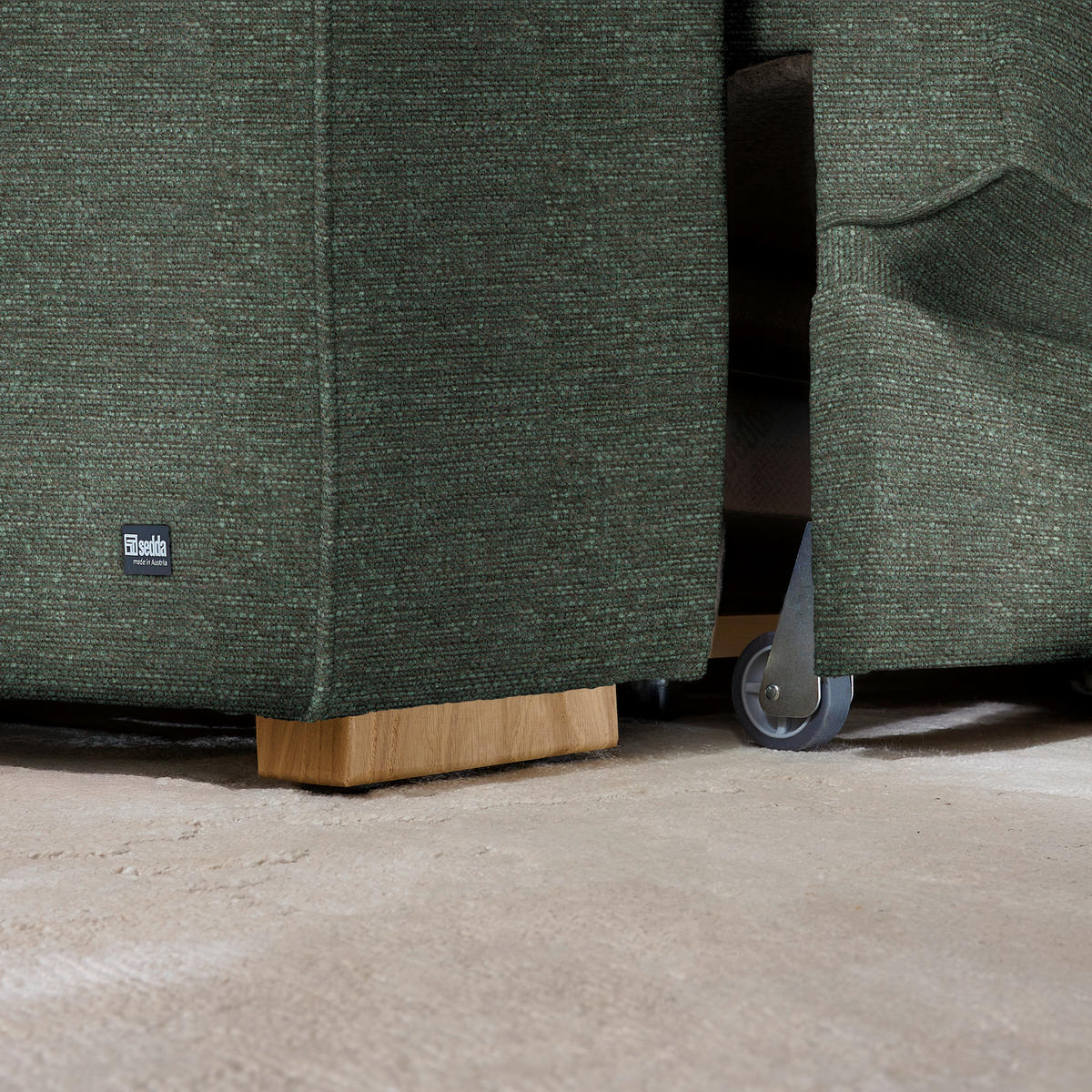 ECKSOFA  in Chenille Dunkelgrün  316/206 cm  - Dunkelgrün/Eichefarben, Design, Textil (316/206cm) - Sedda