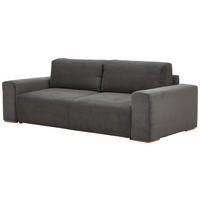 SCHLAFSOFA  mit Liegefunktion Cord Grau  - Buchefarben/Schwarz, KONVENTIONELL, Holz/Kunststoff (255/86/123cm) - Livetastic