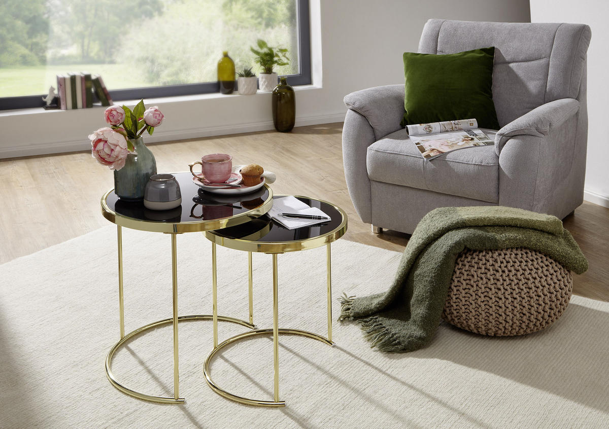 SET MIZ, zlate barve  - zlate barve, Design, kovina/steklo (42/42/45cm) - MID.YOU
