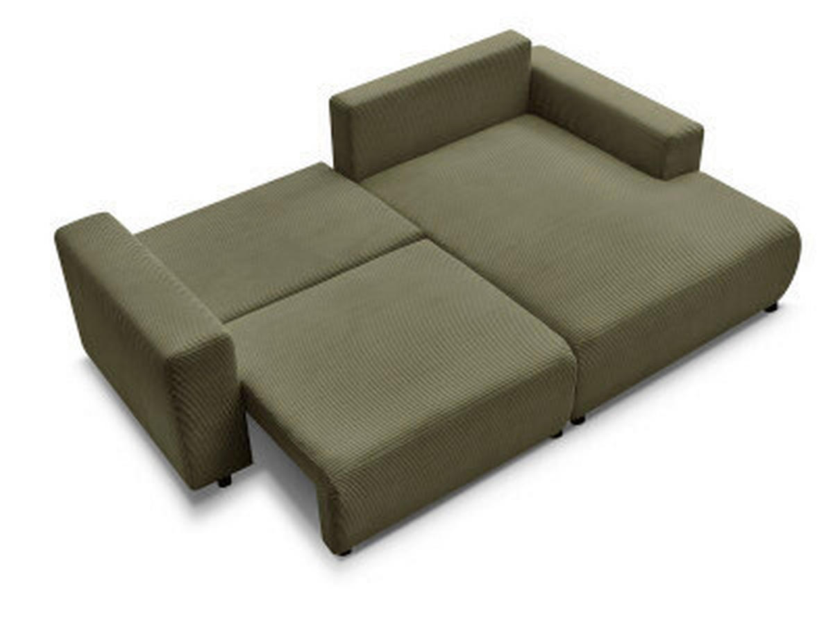 ECKSOFA Ottomane rechts  ATILLA Hellgrün Cord  - Schwarz/Hellgrün, MODERN, Kunststoff/Textil (244/149cm)