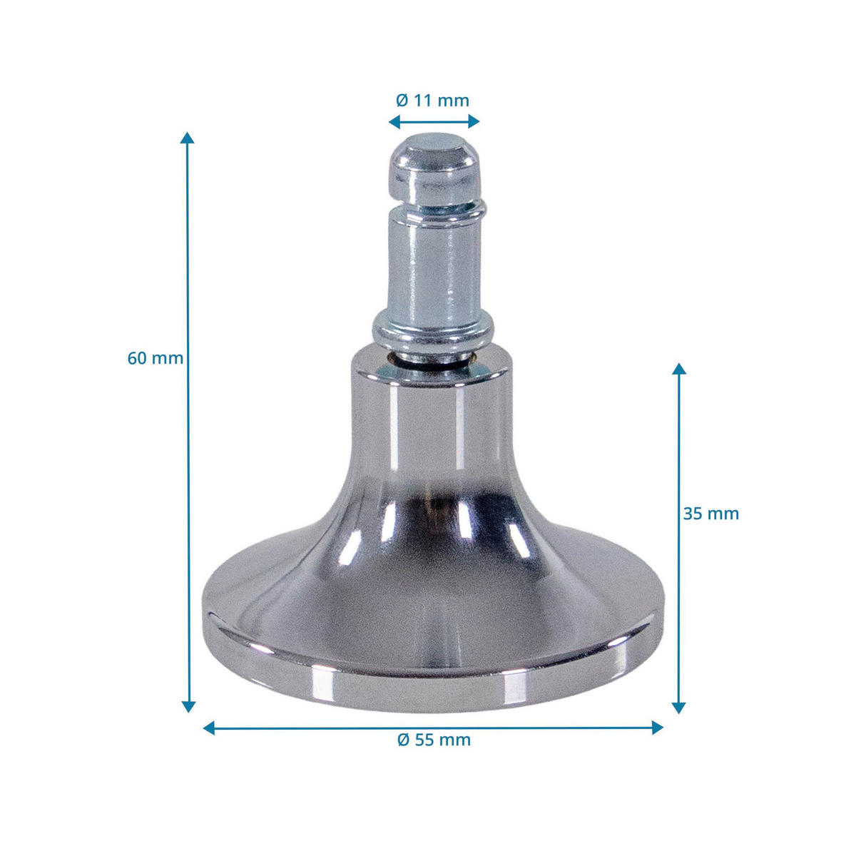 BÜROSTUHLGLEITER  - Silberfarben, MODERN, Metall (6.5/6/6.5cm) - MID.YOU