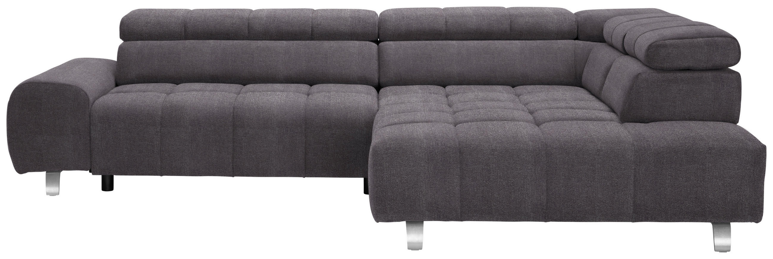 ECKSOFA Anthrazit Webstoff  - Anthrazit/Silberfarben, Design, Textil/Metall (295/201cm) - Hom`in