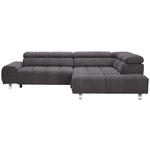 ECKSOFA  in Webstoff Anthrazit  295/201 cm  - Anthrazit/Silberfarben, Design, Textil/Metall (295/201cm) - Hom`in