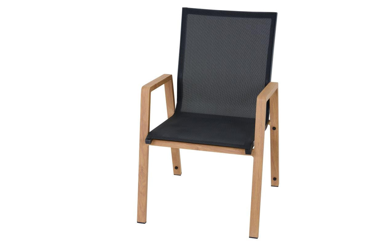 STAPELSESSEL Aluminium Grau, Teakfarben  - Anthrazit/Grau, Basics, Kunststoff/Metall (67,5/90/56cm) - Siena Garden