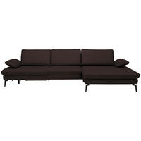 ECKSOFA Dieter Knoll in Echtleder Braun  325/157 cm  - Schwarz/Braun, Design, Leder/Metall (325/157cm) - Dieter Knoll