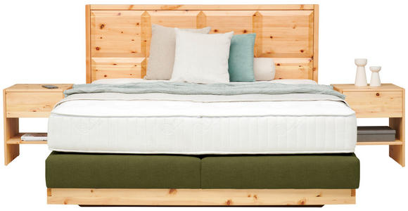 BOXSPRINGBETT 180/200 cm  in Grün, Zirbelkieferfarben  - Zirbelkieferfarben/Grün, Natur, Holz/Textil (180/200cm) - Valnatura