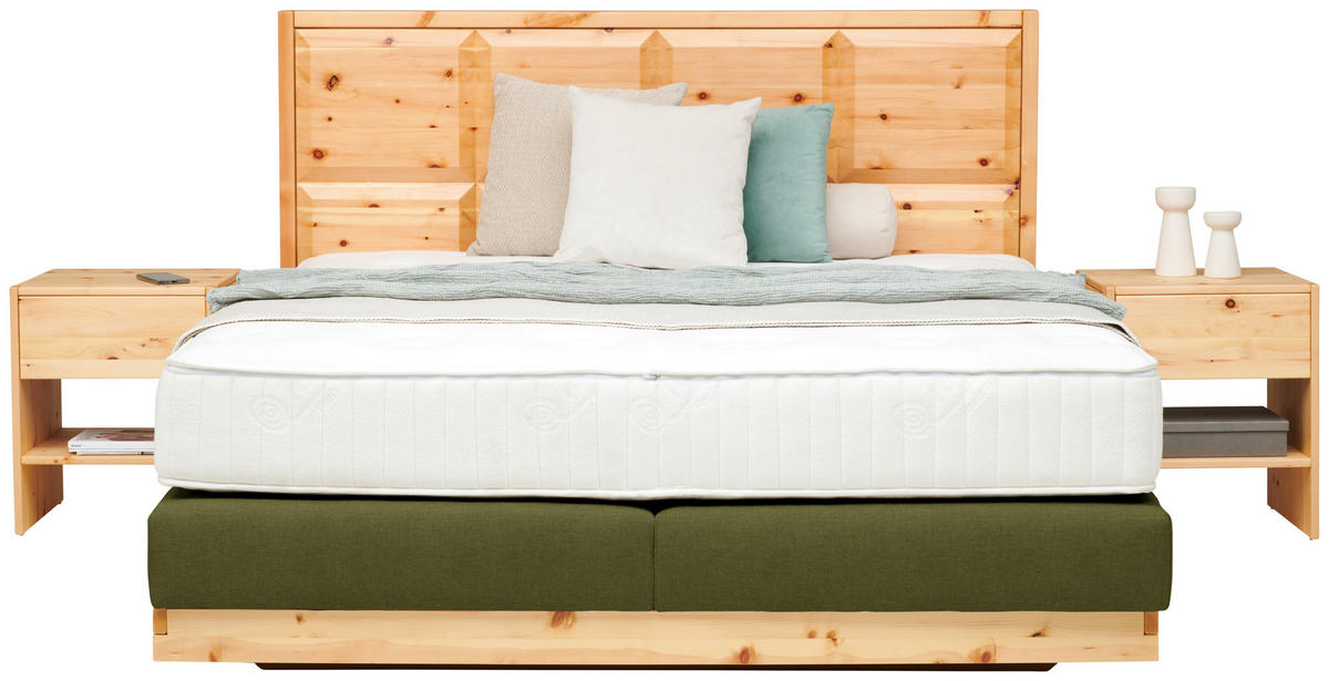 BOXSPRINGBETT 180/200 cm  in Grün, Zirbelkieferfarben  - Zirbelkieferfarben/Grün, Natur, Holz/Textil (180/200cm) - Valnatura