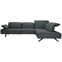 ECKSOFA  in Echtleder Grau  290/230 cm  - Anthrazit/Grau, Design, Leder/Metall (290/230cm) - Johann Jakob