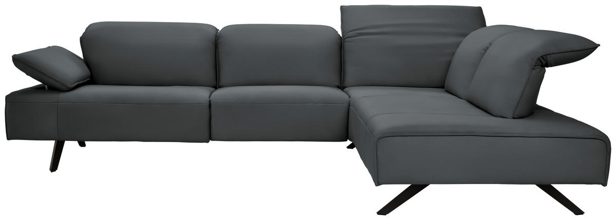 ECKSOFA  in Echtleder Grau  290/230 cm  - Anthrazit/Grau, Design, Leder/Metall (290/230cm) - Johann Jakob