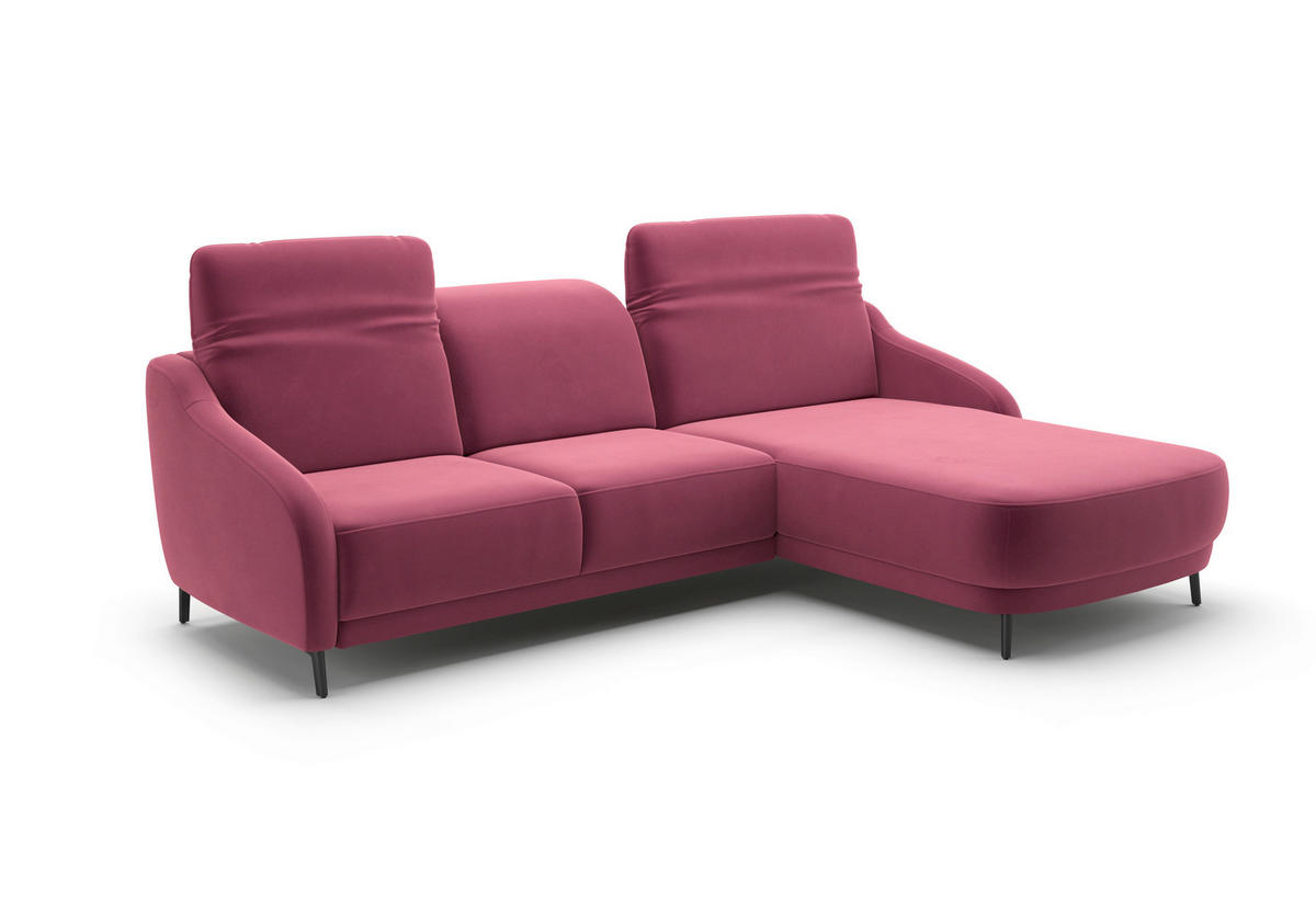 ECKSOFA in Samt Aubergine  271/191 cm  - Aubergine/Schwarz, MODERN, Textil/Metall (271/191cm) - Sit & More