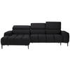 ECKSOFA in Samt, Webstoff Dunkelgrau  - Dunkelgrau/Schwarz, Design, Textil/Metall (177/270cm) - Welnova