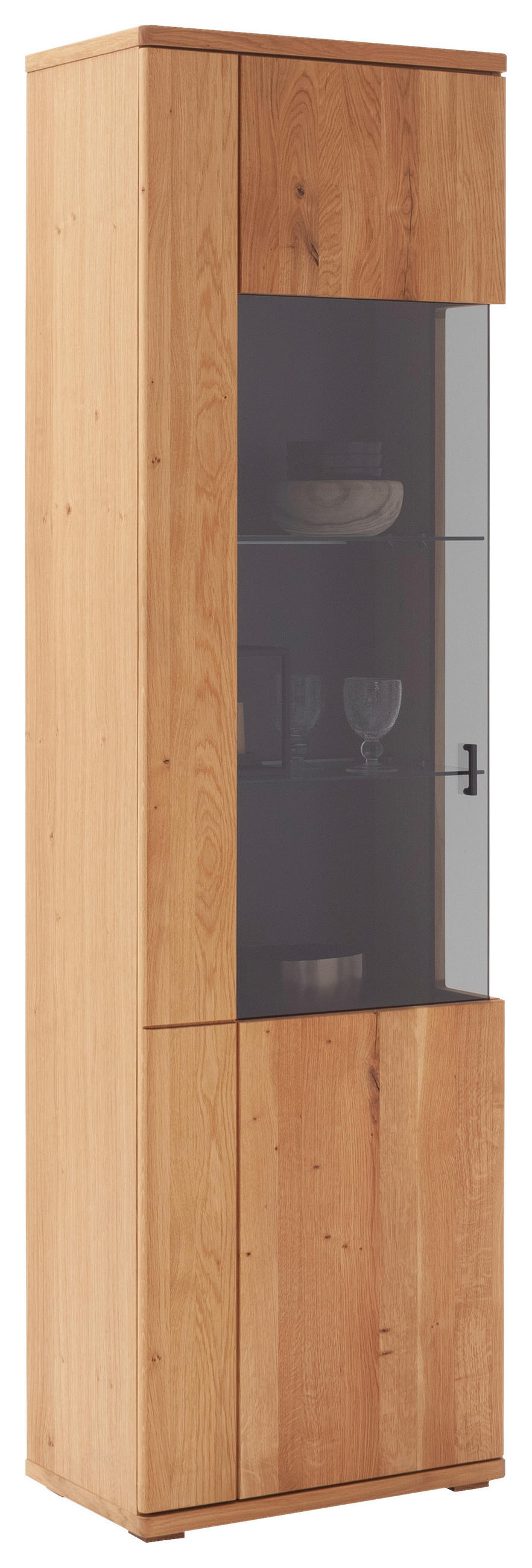 VITRINE Wildeiche  60/209/37 cm  - Wildeiche/Anthrazit, Natur, Glas/Holz (60/209/37cm) - Linea Natura