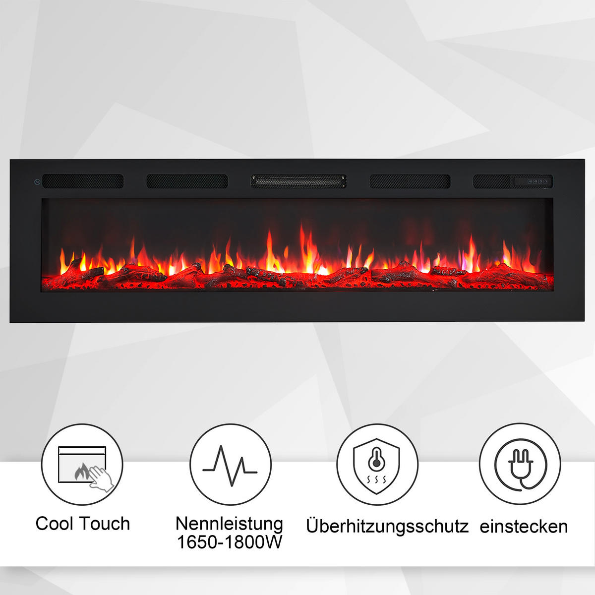 ELEKTROKAMIN - Schwarz, Basics, Metall (153/43/15cm)