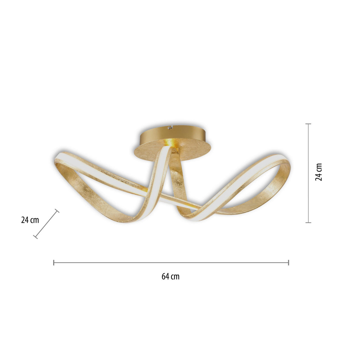LED-DECKENLEUCHTE Melinda 64/24/24,5 cm   - Goldfarben, Design, Kunststoff/Metall (64/24/24,5cm) - Paul Neuhaus