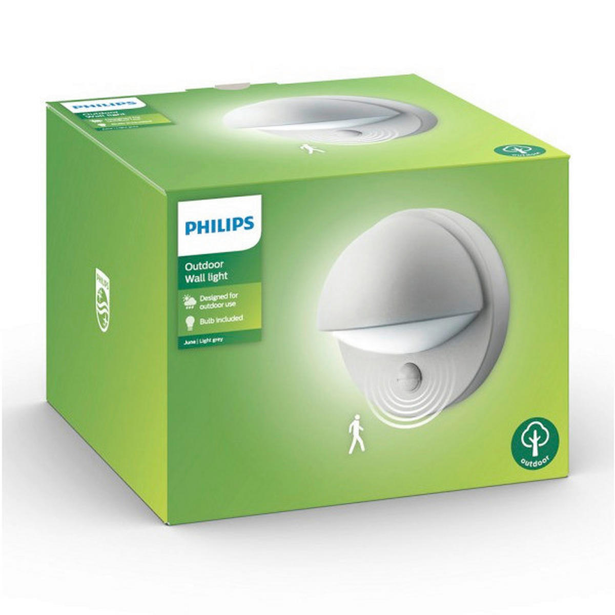 ZUNANJA STENSKA SVETILKA  JUNE 19,5/19,5/13,5 cm            - siva, Basics, kovina (19,5/19,5/13,5cm) - Philips