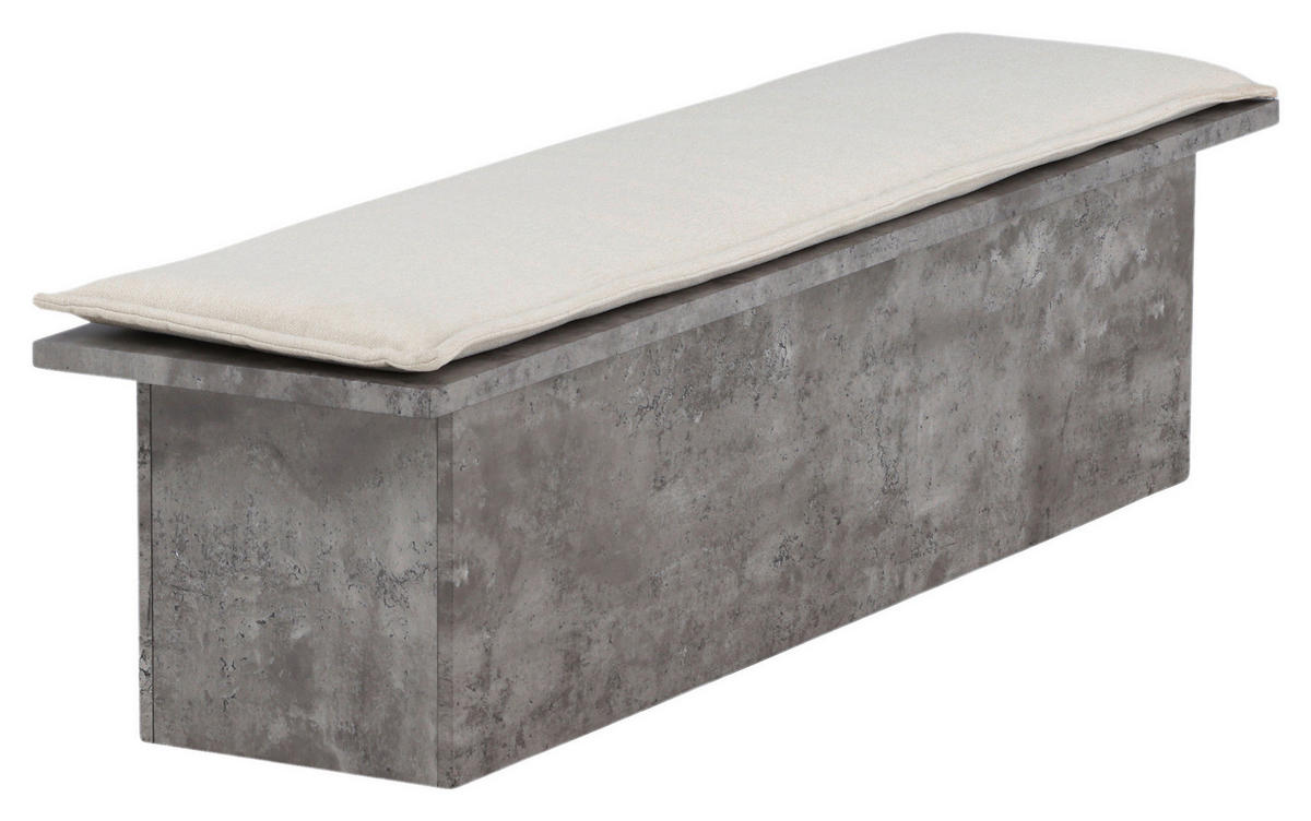 SITZBANK 160/45/40 cm Textilgeflecht Grau, Weiß furniert  - Weiß/Grau, Design, Textil (160/45/40cm) - Livetastic
