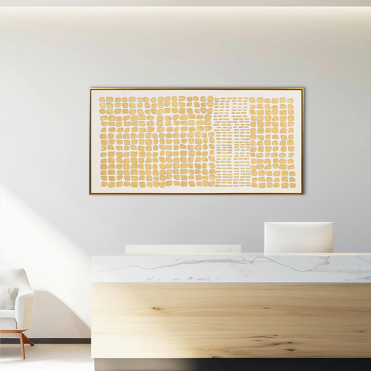 LEINWANDBILD Abstraktes Goldfarben  - Goldfarben, Basics, Holz (140/70/4,5cm)