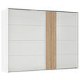 SCHWEBETÜRENSCHRANK  in Weiß, Eichefarben  - Eichefarben/Weiß, Design, Glas/Holzwerkstoff (301/223/68cm) - Novel