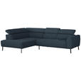 ECKSOFA in Webstoff Blau  205/280 cm  - Blau/Schwarz, Design, Textil/Metall (205/280cm) - Xora