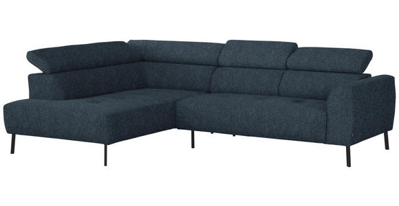 ECKSOFA in Webstoff Blau 205/280 cm - Blau/Schwarz, Design, Textil/Metall (205/280cm) - Xora