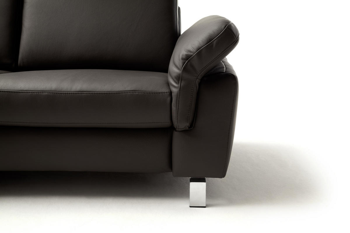 ECKSOFA in Echtleder Dunkelbraun  - Chromfarben/Dunkelbraun, Design, Leder/Metall (200/271cm) - Pure Home Lifestyle