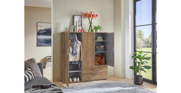 HIGHBOARD in 130/140/40 cm - Plankeneiche/Silberfarben, KONVENTIONELL, Holzwerkstoff/Kunststoff (130/140/40cm) - Carryhome