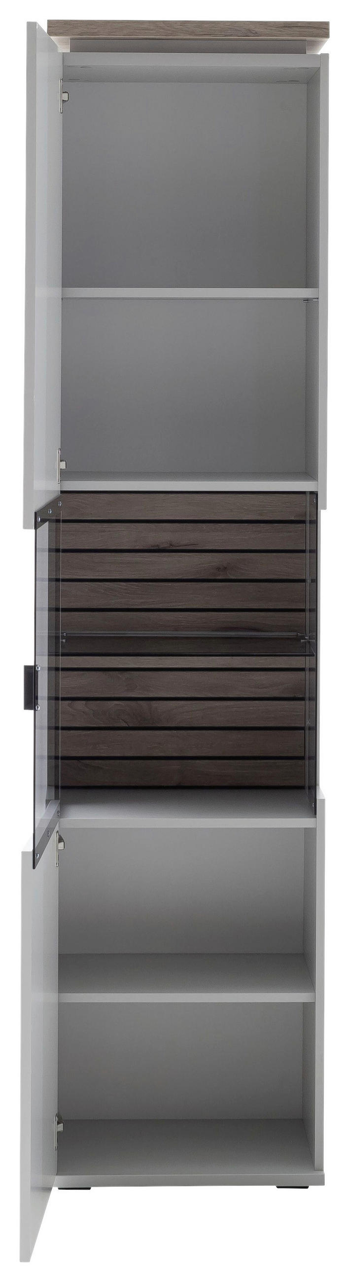 VITRINE  in Grau, Eichefarben - Eichefarben/Grau, Design, Holzwerkstoff (50/207/37cm) - Stylife